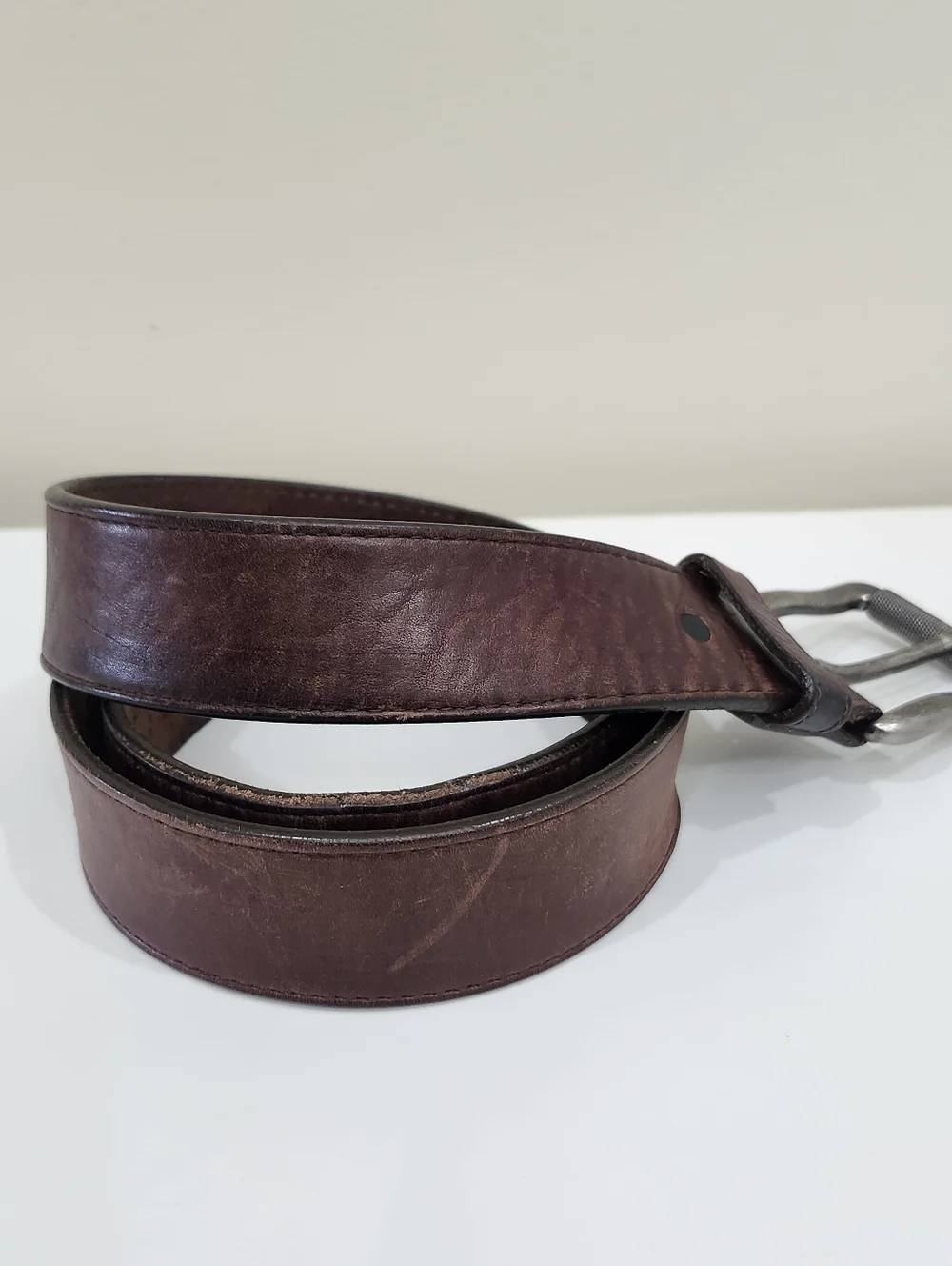 Justin Boots Bent Rail Leather Bomber Belt Brown Men's 38 1.5